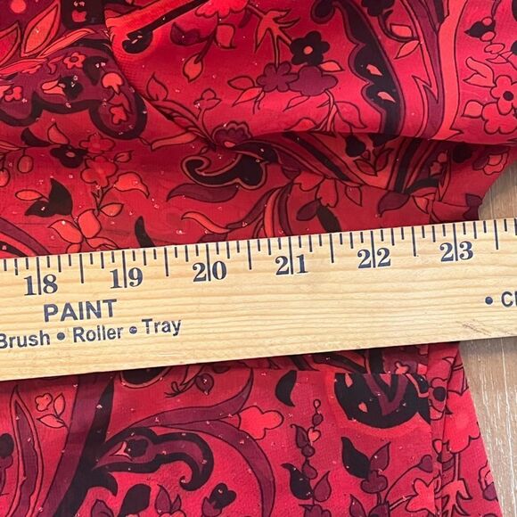 CORAL Bay Sheer Shimmer Red Kimono Top - Picture 6 of 8